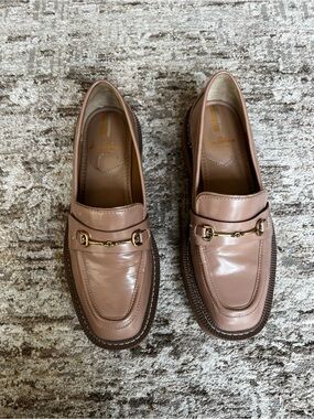 Leather Bit Loafers in Taupe - Gold Hardware